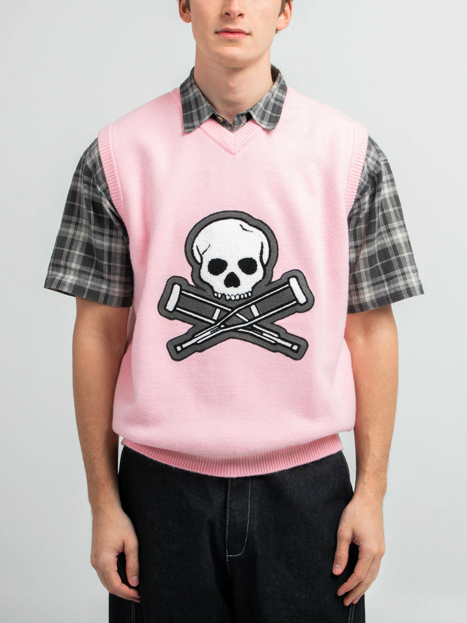 Jackass Skull & Crutches Icon Sweater Vest, Official Apparel & Accessories