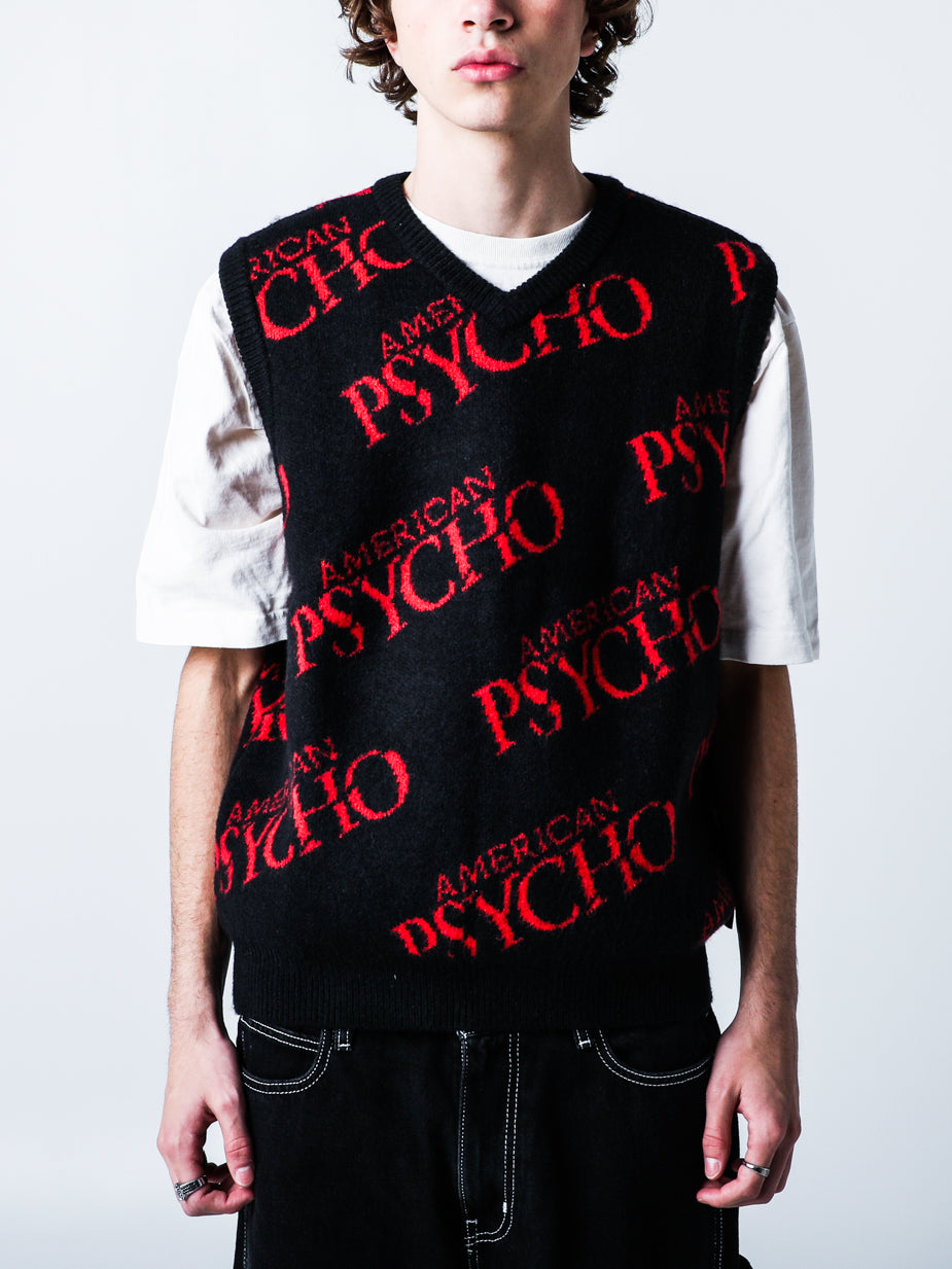 American Psycho Repeat Logo Sweater Vest | Official Apparel
