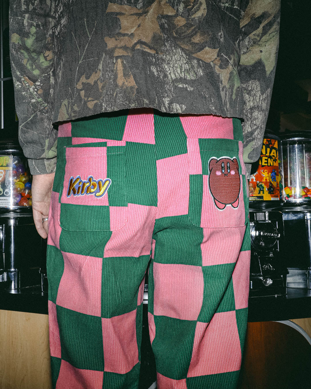 Kirby Green & Pink Checkered Corduroy Pants