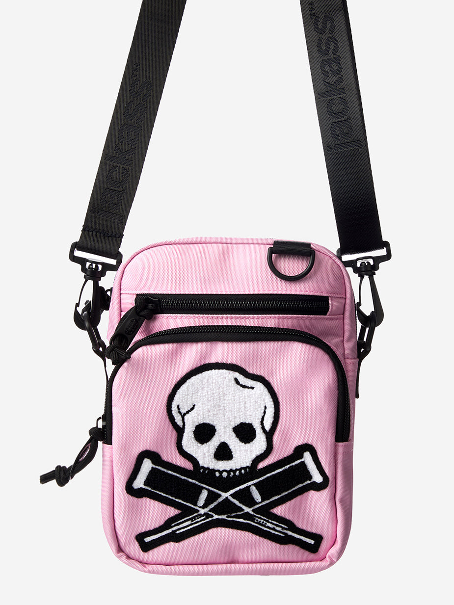 Skull & Crutches Pink Mini Messenger