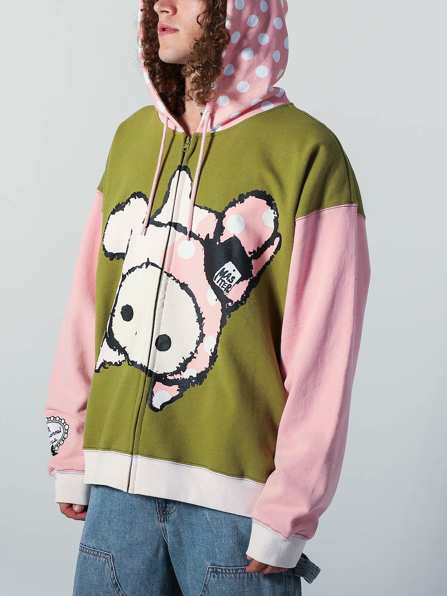 Shappo Green And Pink Contrast Hoodie