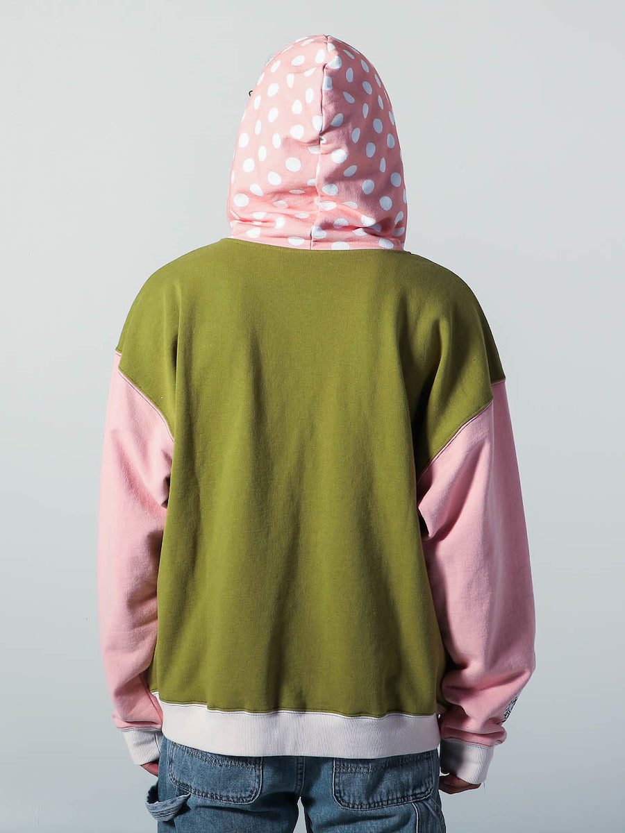 Shappo Green And Pink Contrast Hoodie