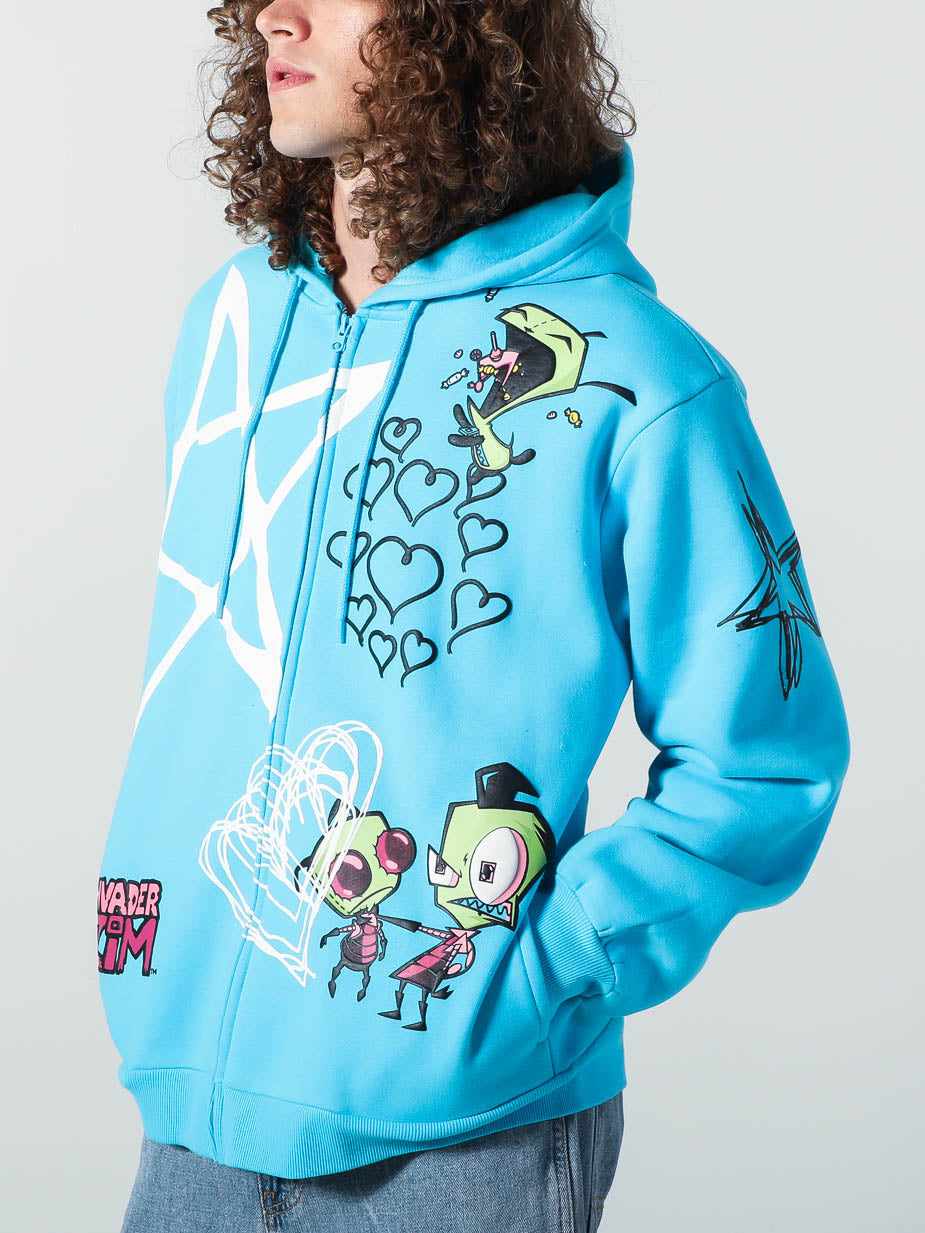 Invader zim zip up hoodie Clearance
