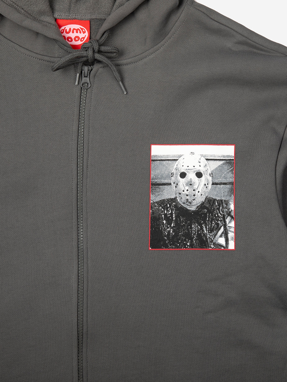 Jason You're All Doomed Gray Zip Up Hoodie