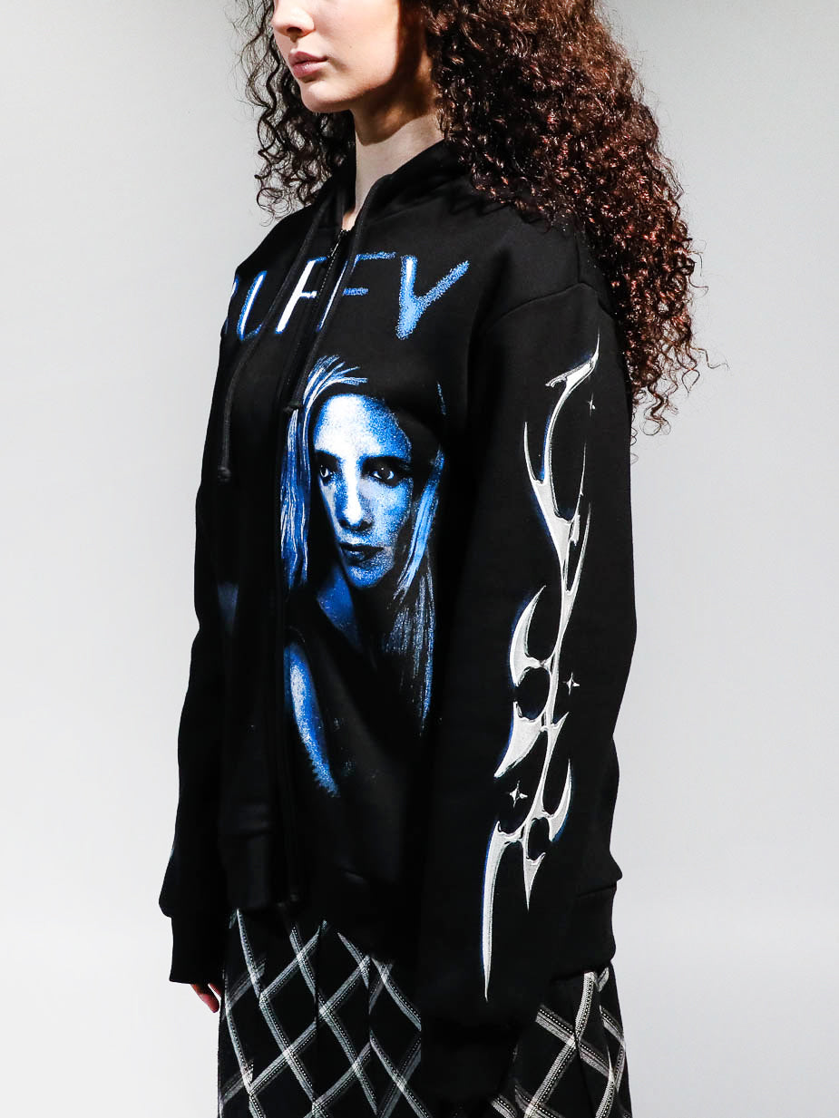 Love Triangle Black Zip-Up Hoodie