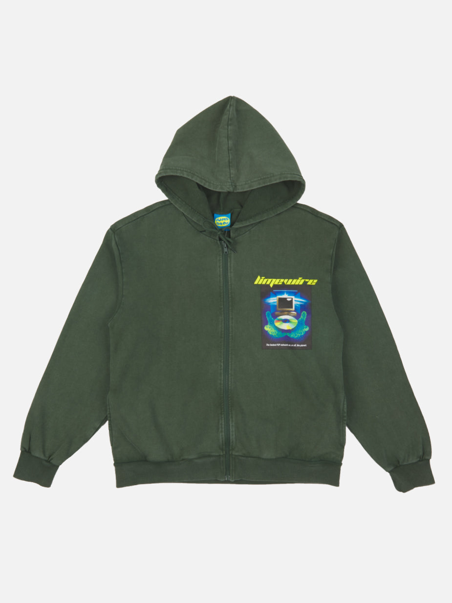 Disc Burning Green Zip Up Hoodie