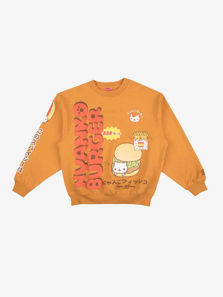 San-X Nyanko Burger Orange Crewneck | Official Apparel San-X Nyanko Burger Orange Crewneck | Official Apparel