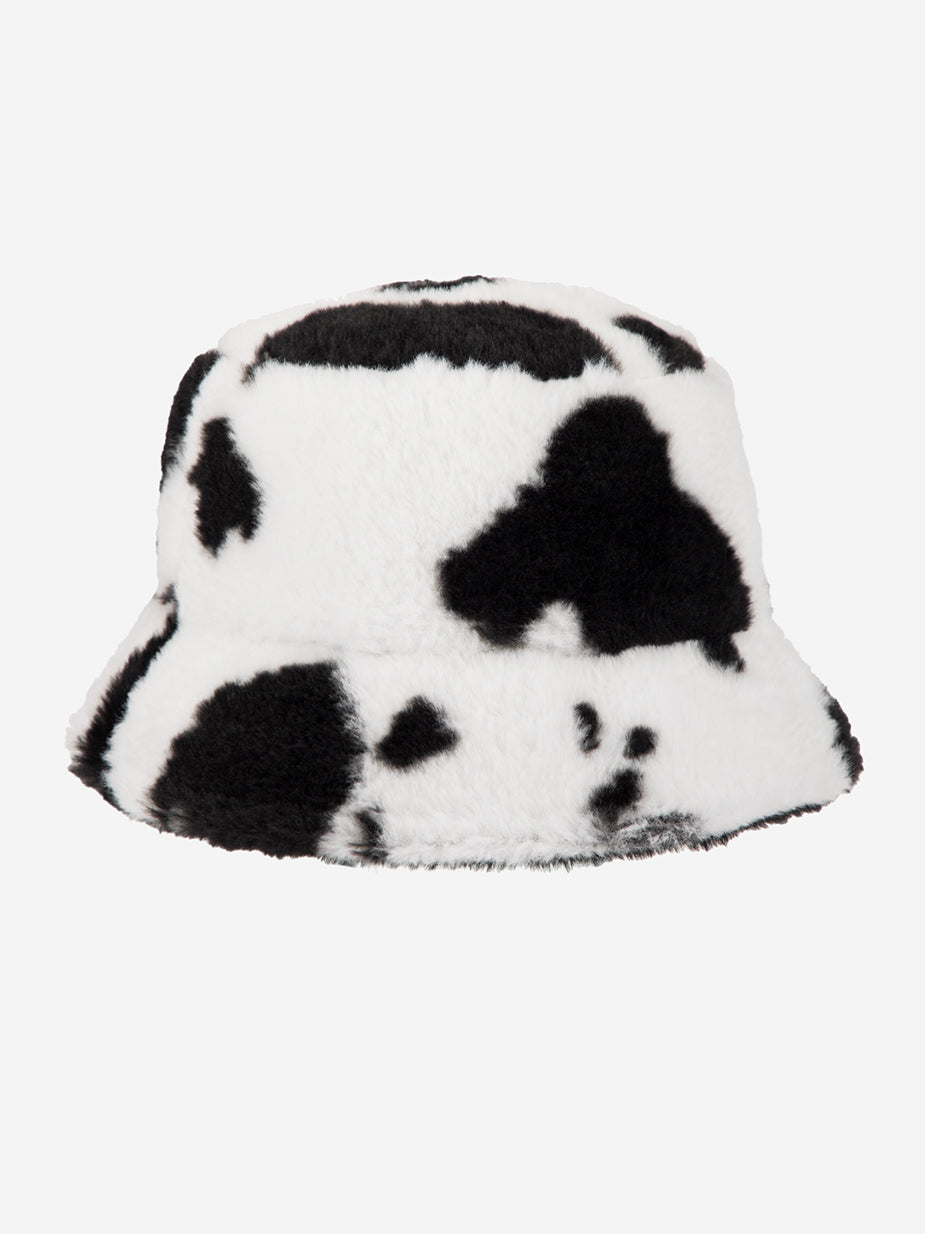 Fuzzy Cow Print Bucket Hat