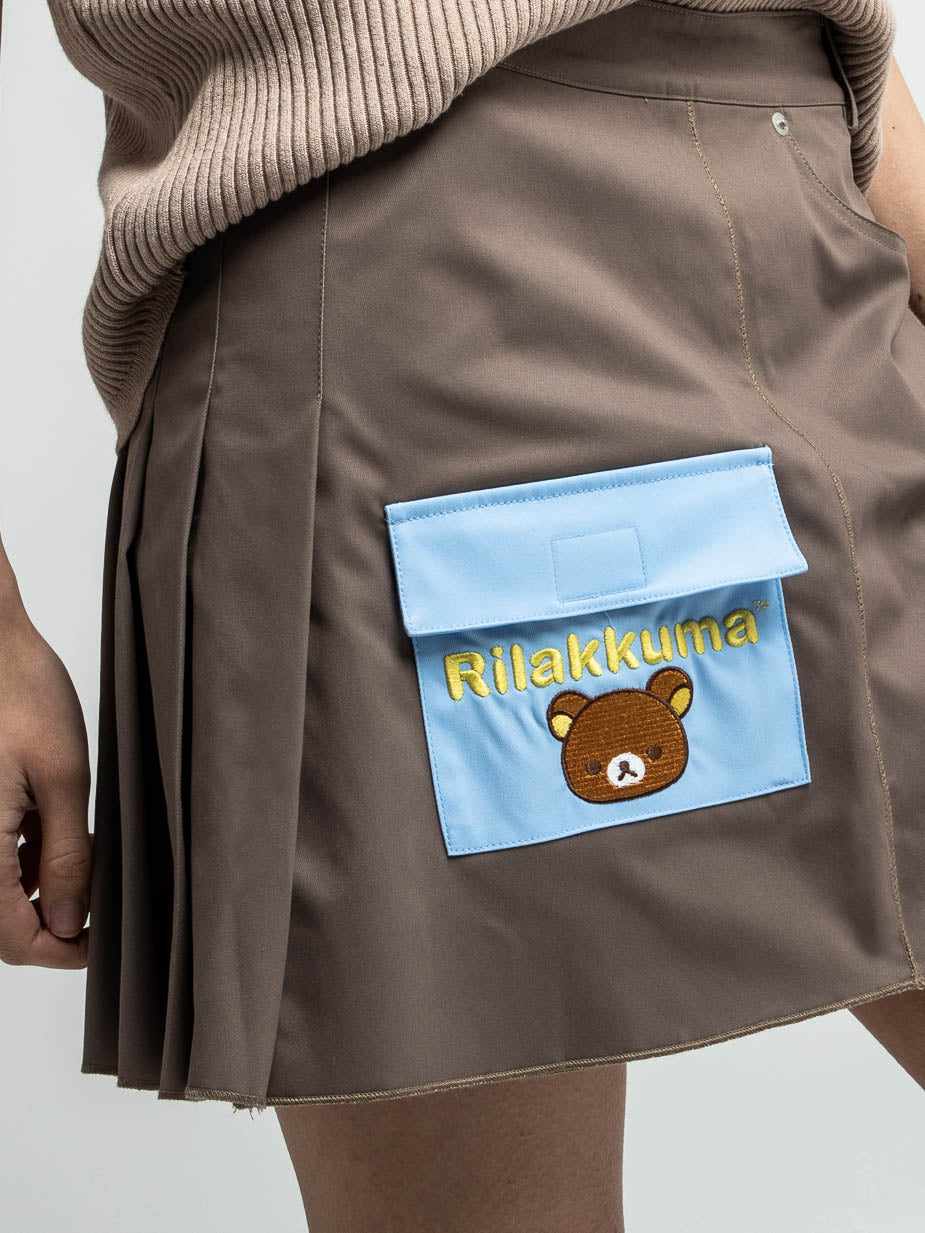 Rilakkuma Face Pleated Back Mini Skirt | Official Apparel