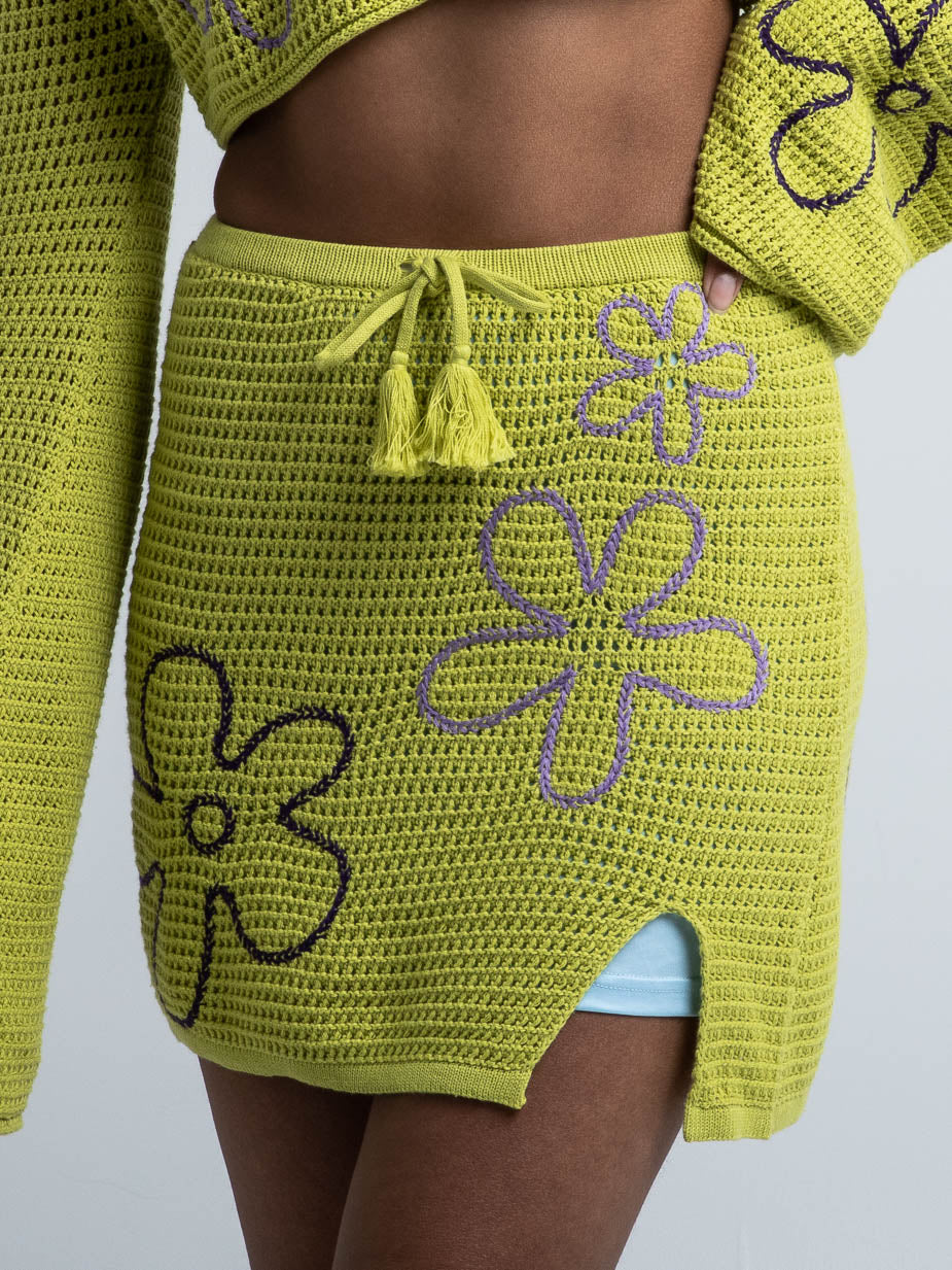Flower Clouds Crochet Mini Skirt