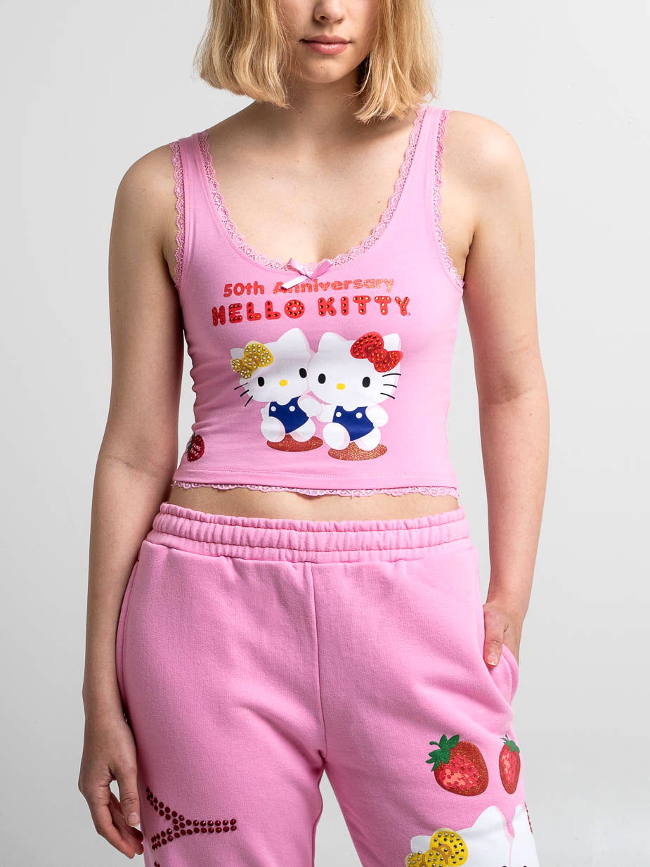 Hello Kitty 50th Anniversary Lace Cropped Tank
