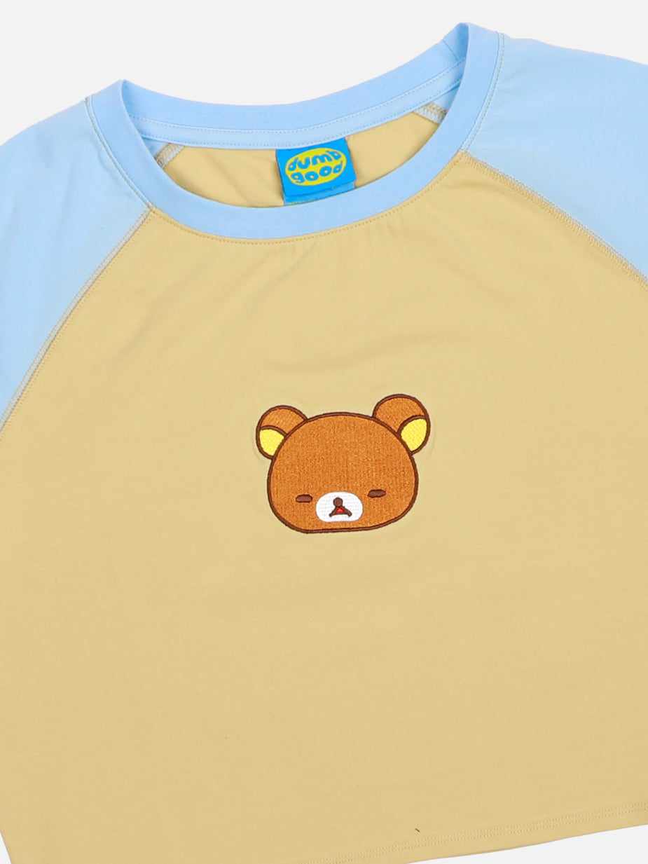 Rilakkuma Face Cream Cropped Baby Tee Official Apparel