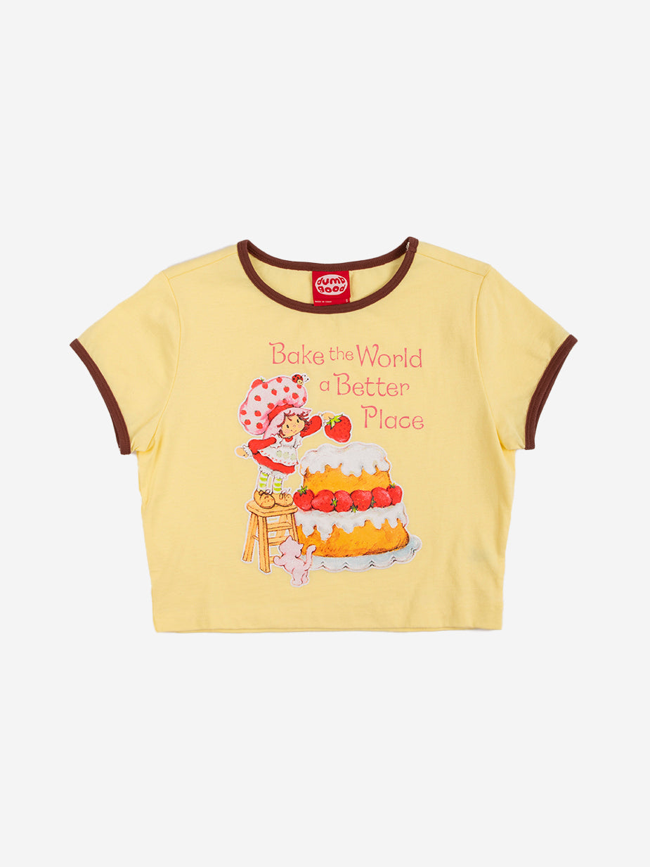 Bake The World A Better Place Ringer Baby Tee
