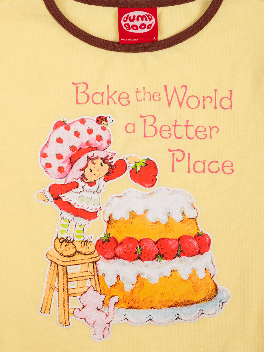 Bake The World A Better Place Ringer Baby Tee