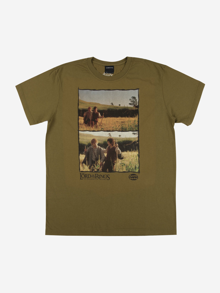 Frodo and Sam Leaving The Shire Olive Green Tee