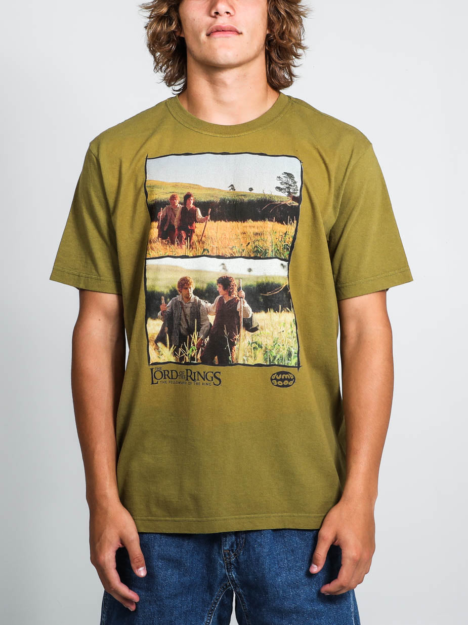 Frodo and Sam Leaving The Shire Olive Green Tee
