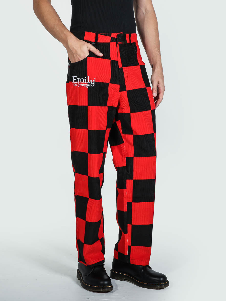 Red Checkered Corduroy Pants