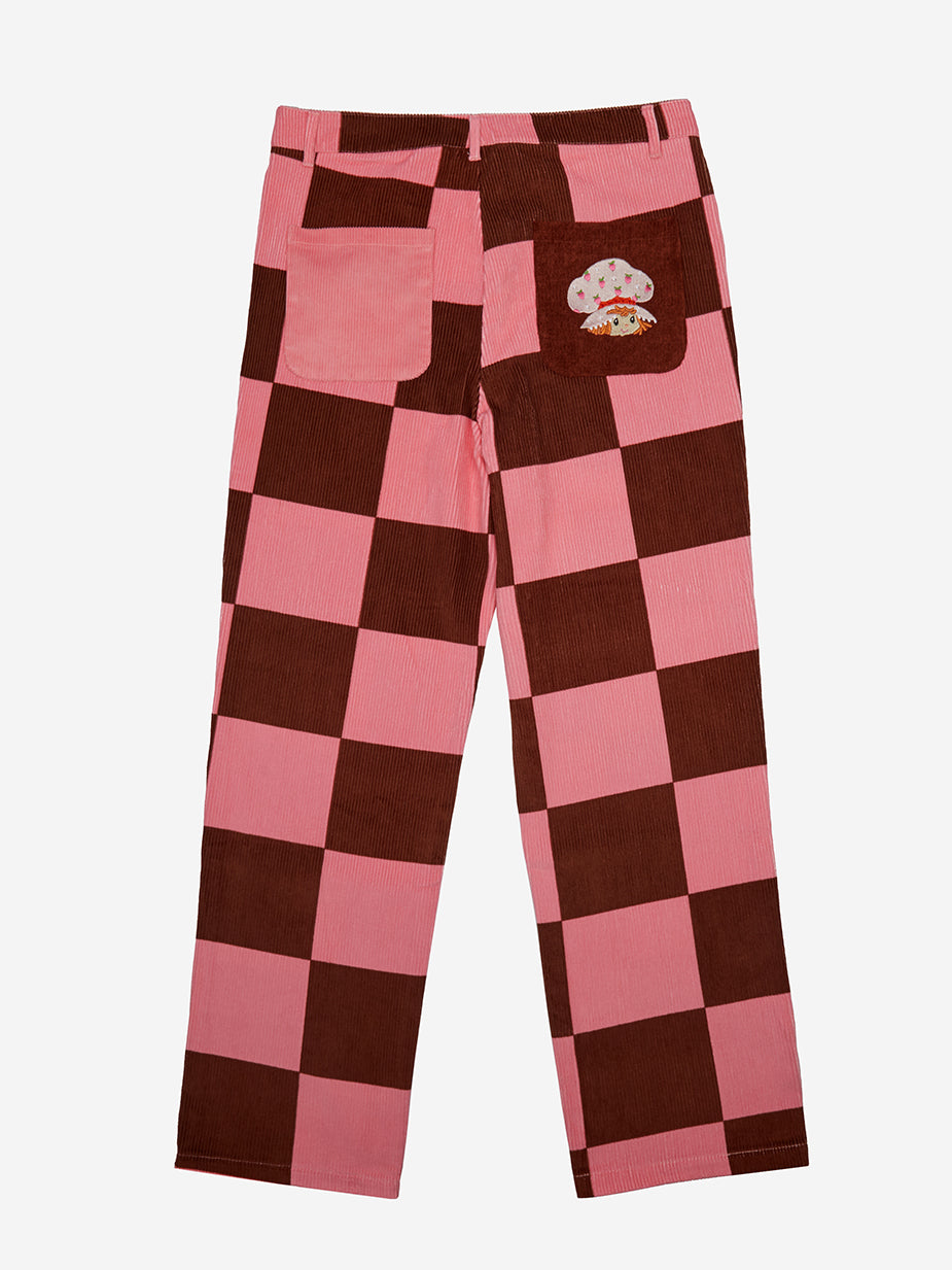 Strawberry Shortcake Pink Checkered Corduroy Pants