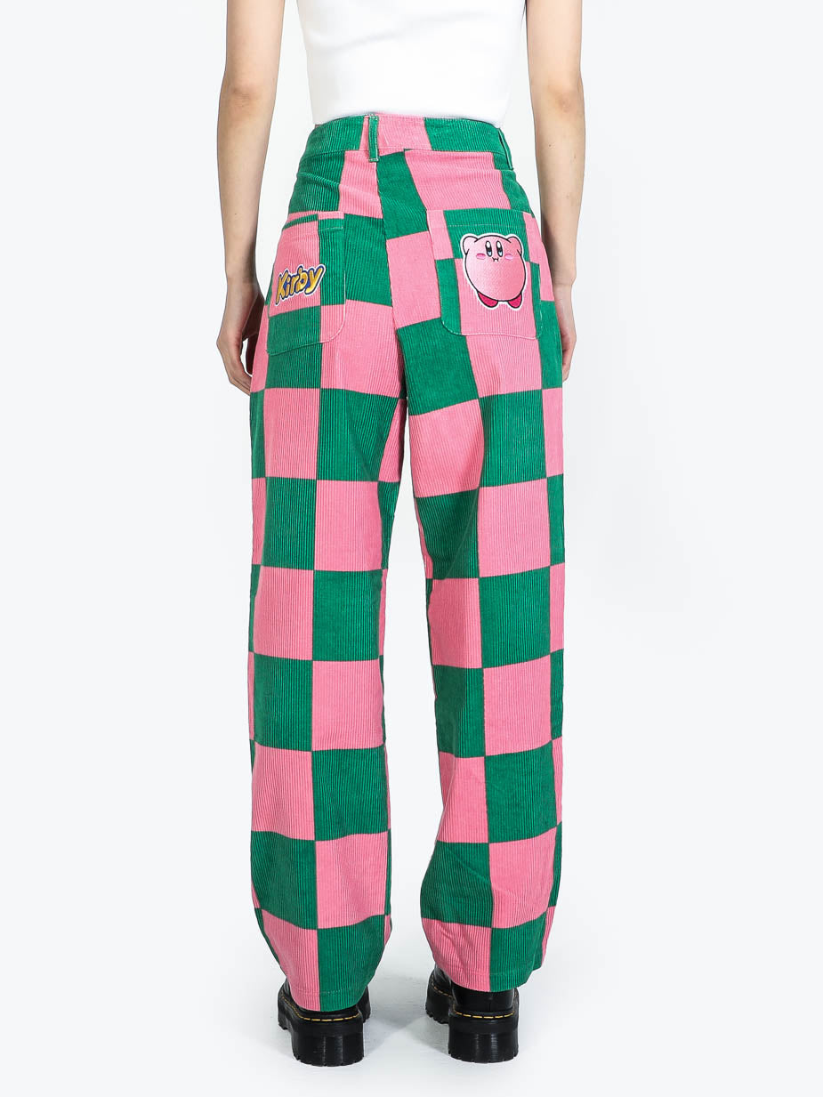 Kirby Green & Pink Checkered Corduroy Pants