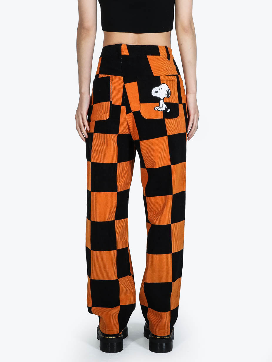 Snoopy Black & Orange Corduroy Pants