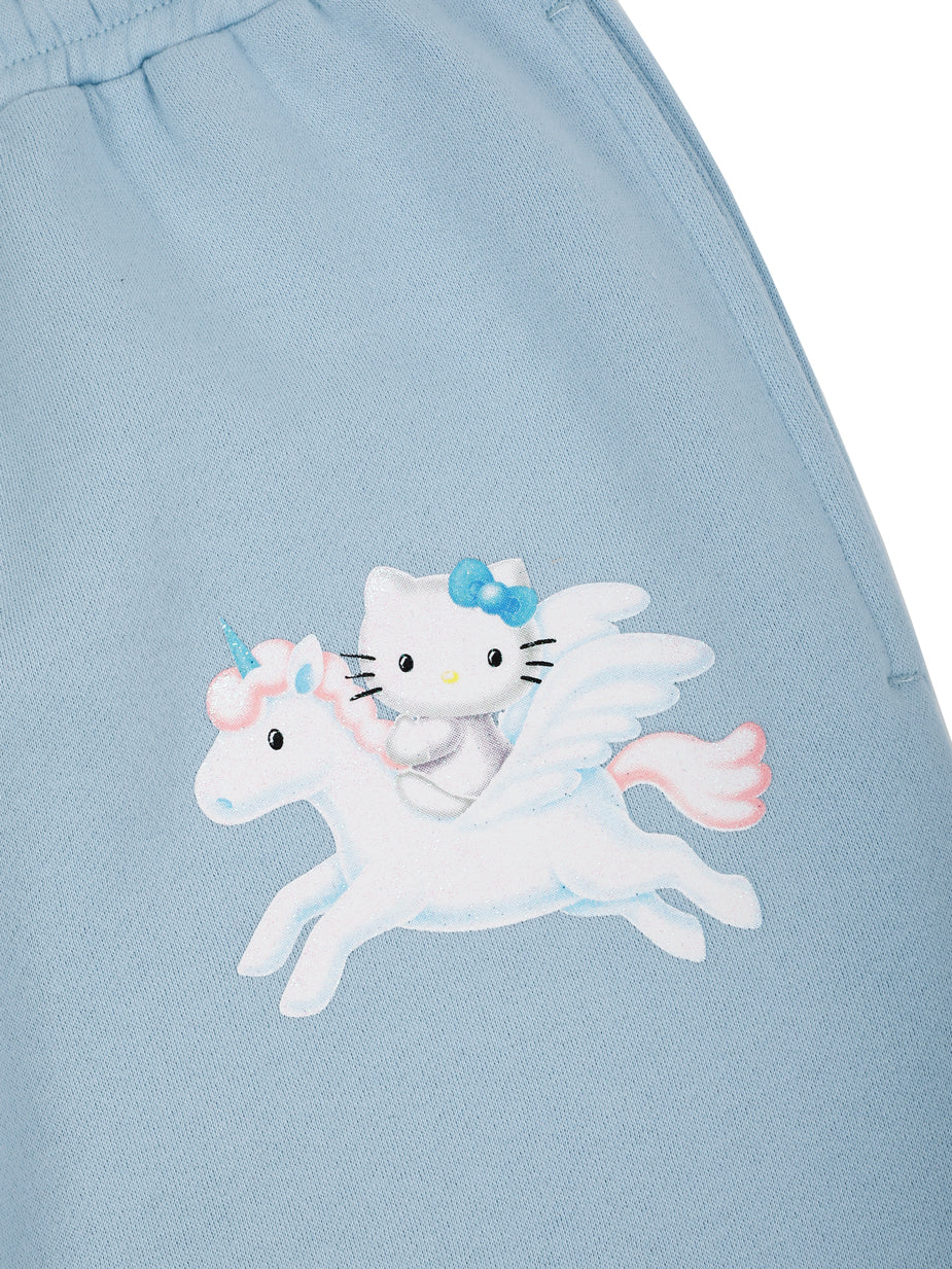 Hello Kitty Unicorn Glitter Printed Blue Sweatpants