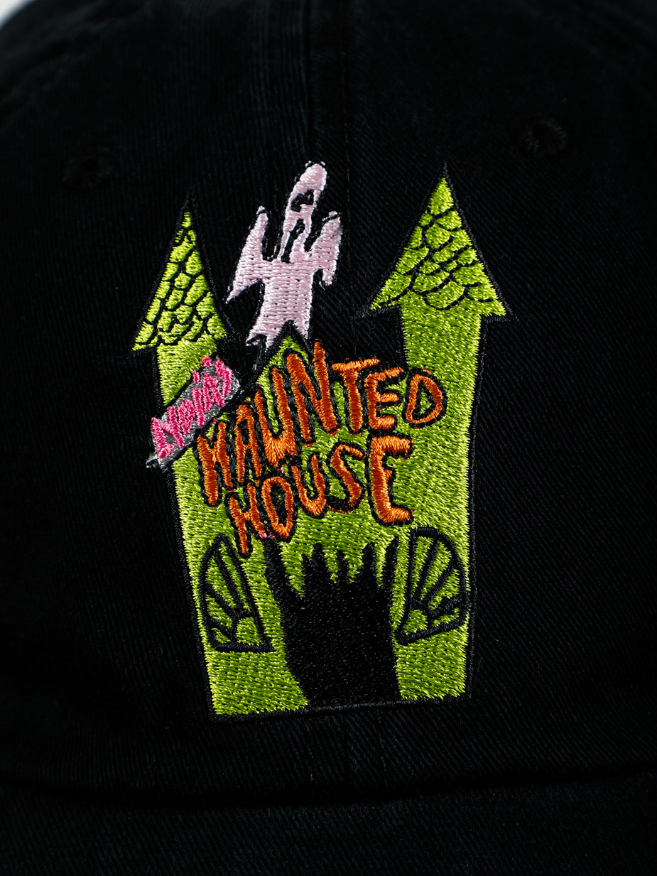 Haunted House Embroidered Black Hat