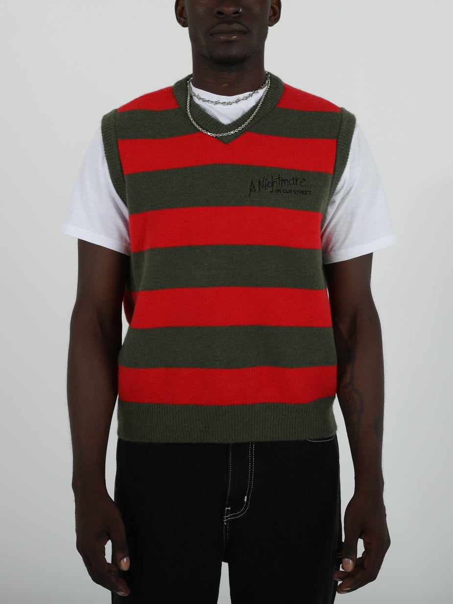 A Nightmare On Elm Street Logo Striped Sweater Vest – DUMBGOOD