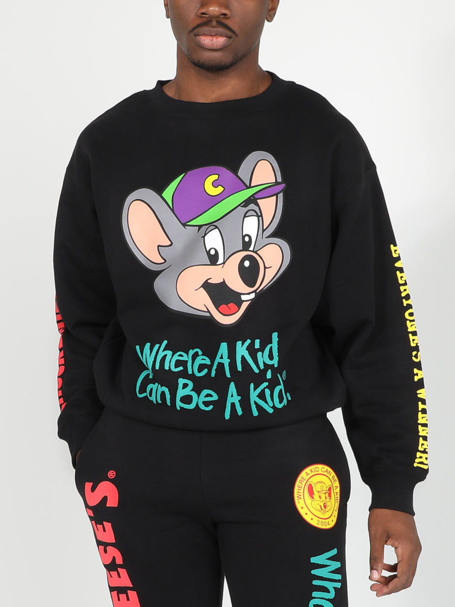 Be A Kid Puff Print Crew Neck Sweatshirt