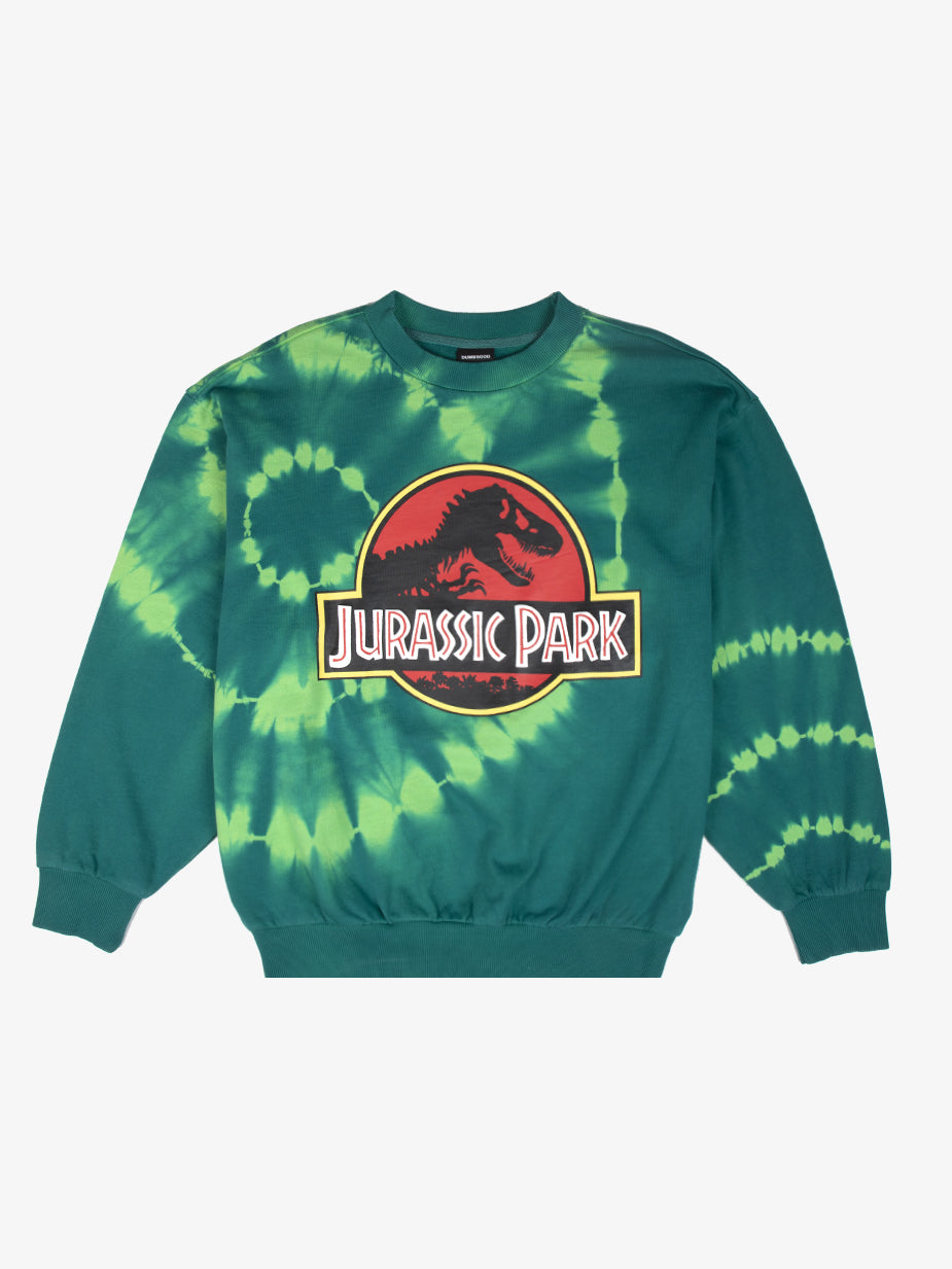 Park Print Dumbgood™ Apparel Official Tie Crew & Dye | Jurassic | DUMBGOOD Sweatshirt Puff Accessories Neck –