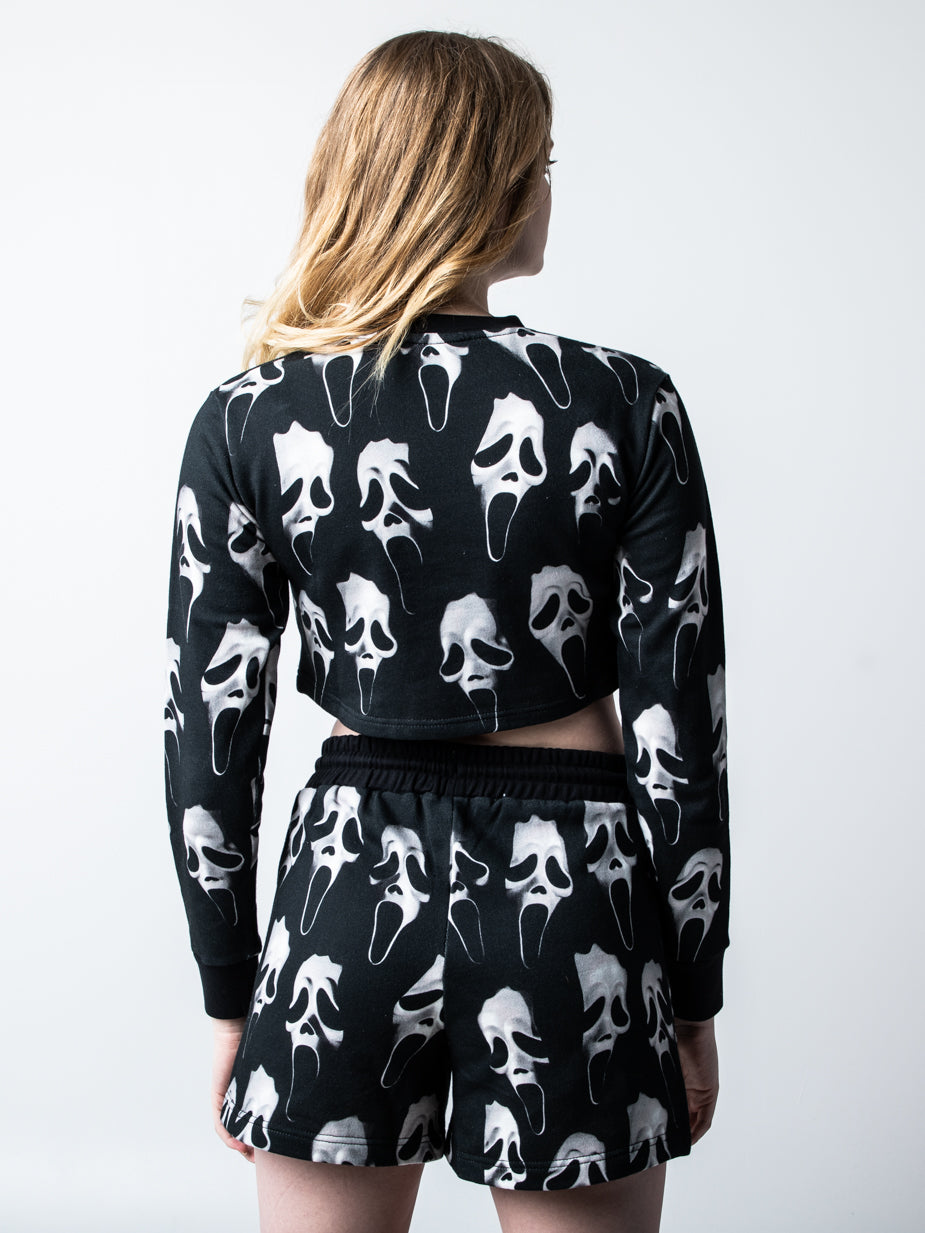 Repeat Mask Cropped Long Sleeve