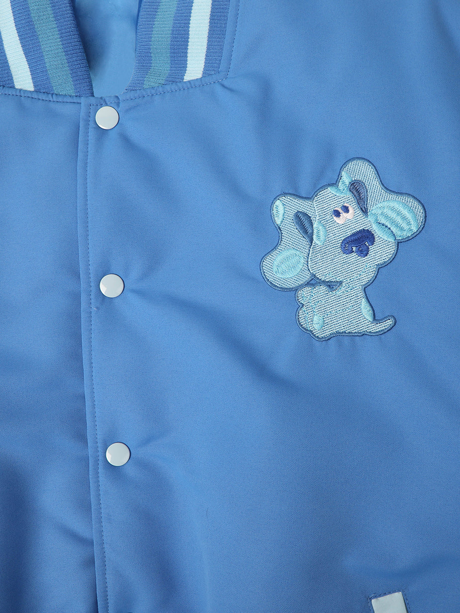 Blue Embroidered Varsity Jacket