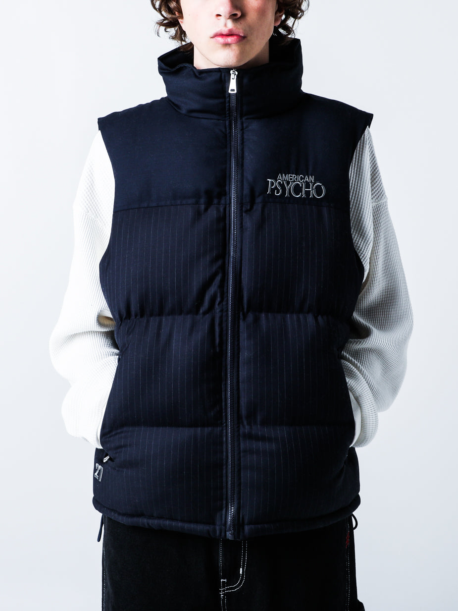 Pinstripe Puffer Suit Vest