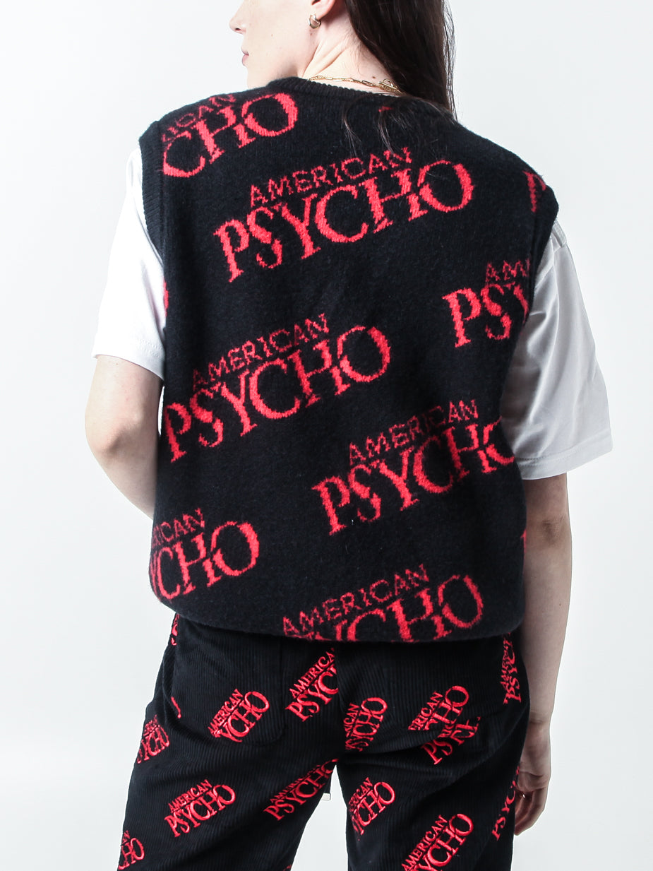American Psycho Repeat Logo Sweater Vest   Official Apparel