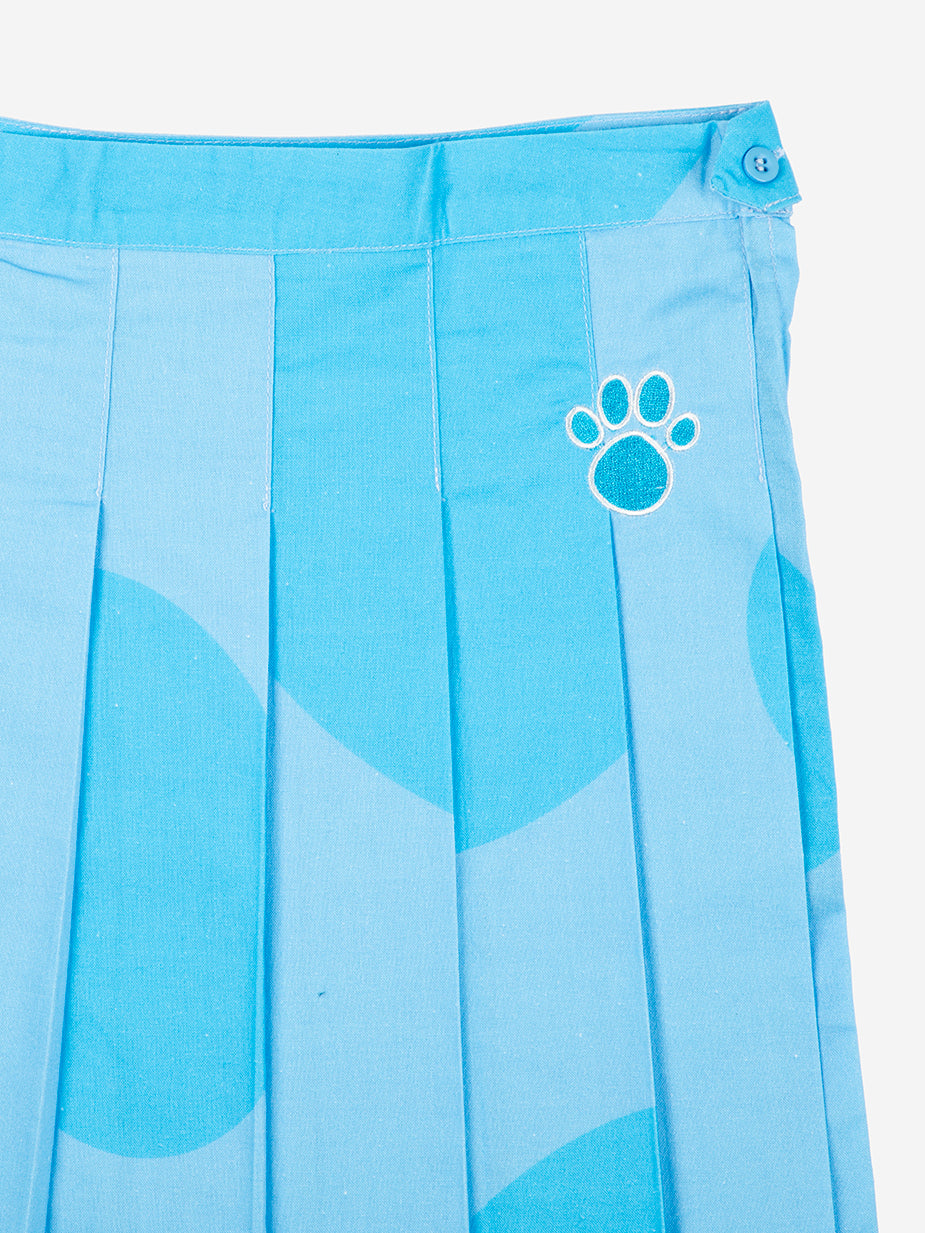 Blue Spot Pleated Skirt