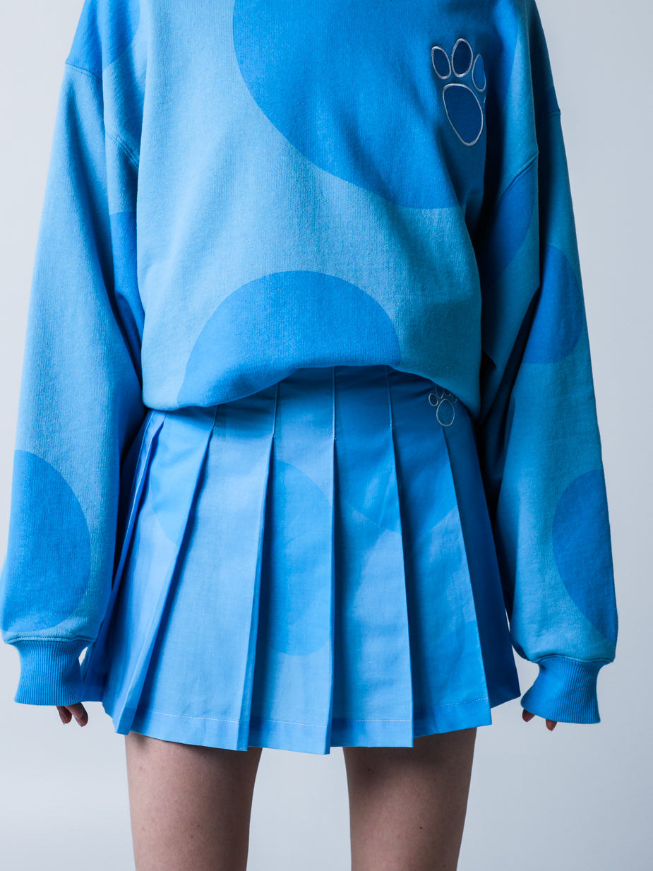 Blue Spot Pleated Skirt