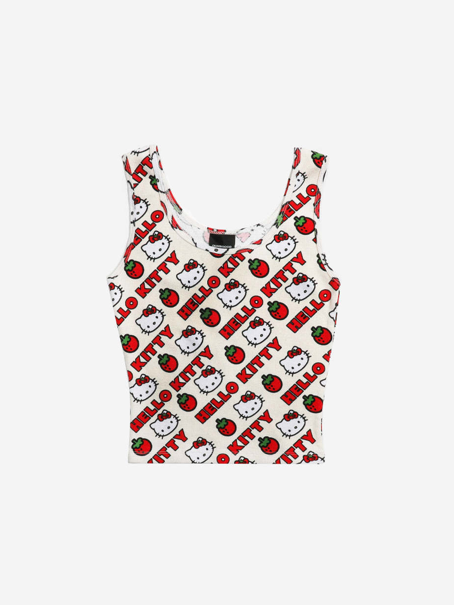 Hello Kitty Strawberries Waffle Cropped Tank